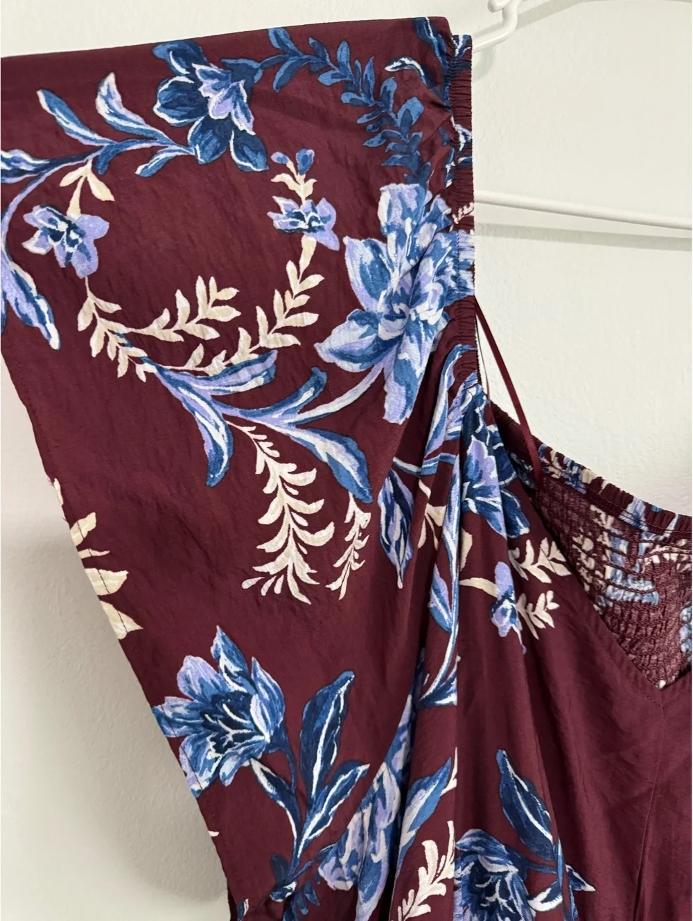 Terra & Sky Women's 4X Floral Print Midi Dress Burgundy Blue Cottagecore Boho - Picture 5 of 9
